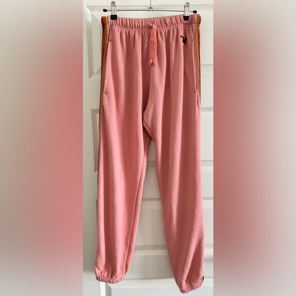 Aviator Nation Classic Pullover Hoodie & Classic Sweatpants Velvet Stripes Set - Picture 7 of 13